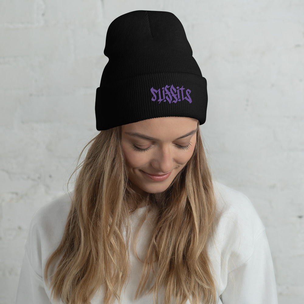 Misfits Ambigram (Purple Embroidery) Cuffed Beanie