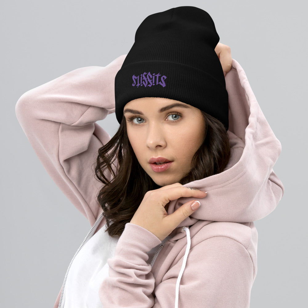 Misfits Ambigram (Purple Embroidery) Cuffed Beanie