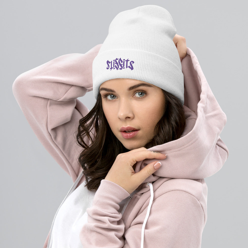 Misfits Ambigram (Purple Embroidery) Cuffed Beanie